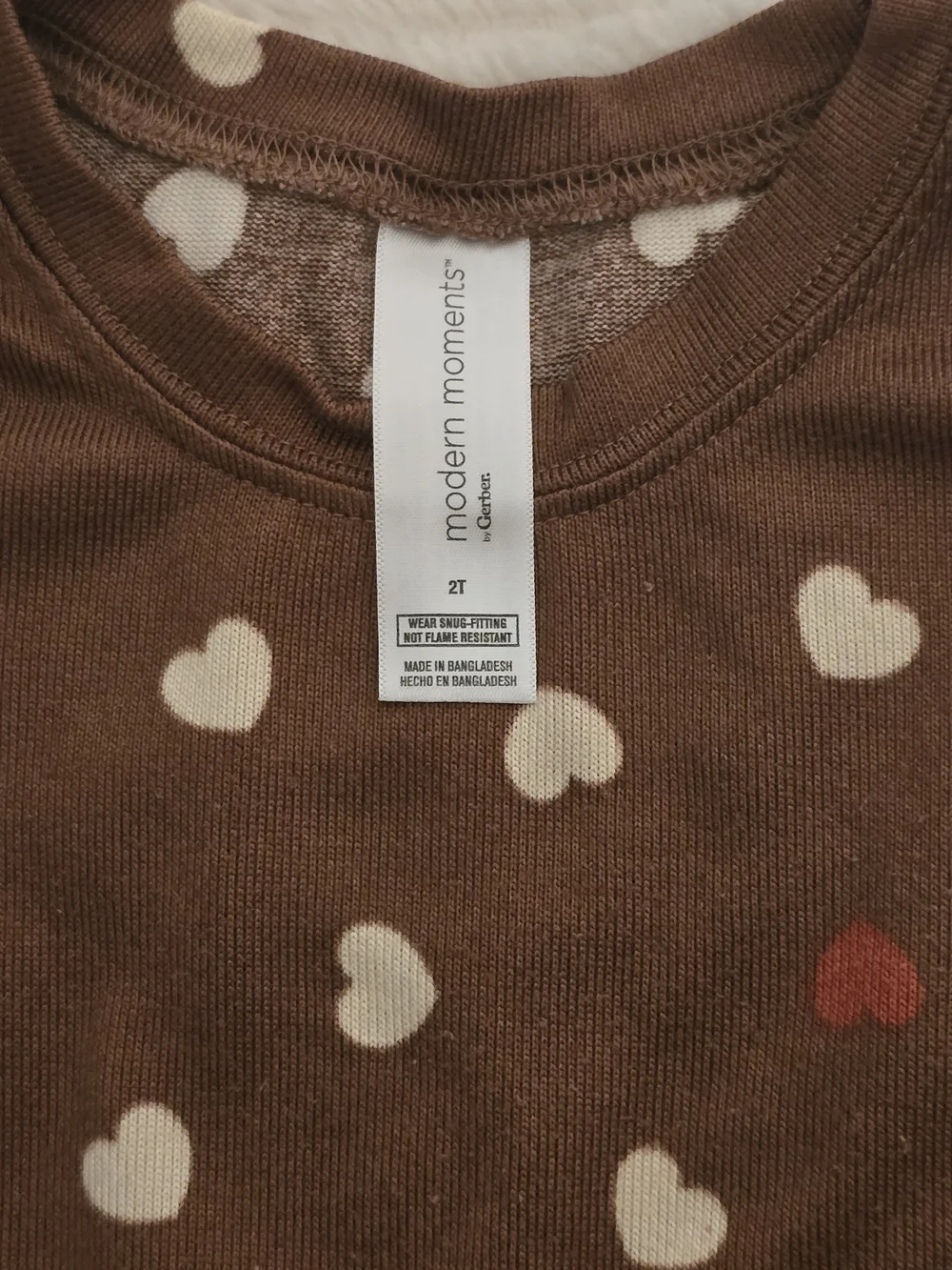 Girls Brown Heart-Print Pajama Set - Long Sleeve Top & Jogger Pants